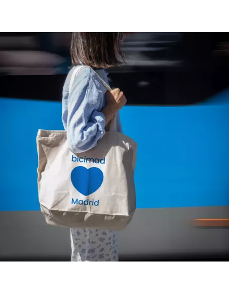 Bolsa de tela en algodón orgánico con motivos impresos de bicimad.