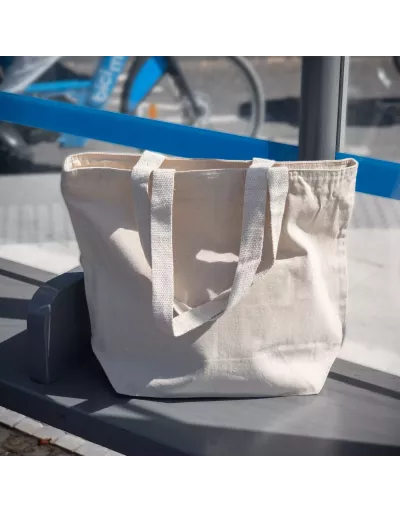 Bolsa de tela en algodón orgánico con motivos impresos de bicimad.
