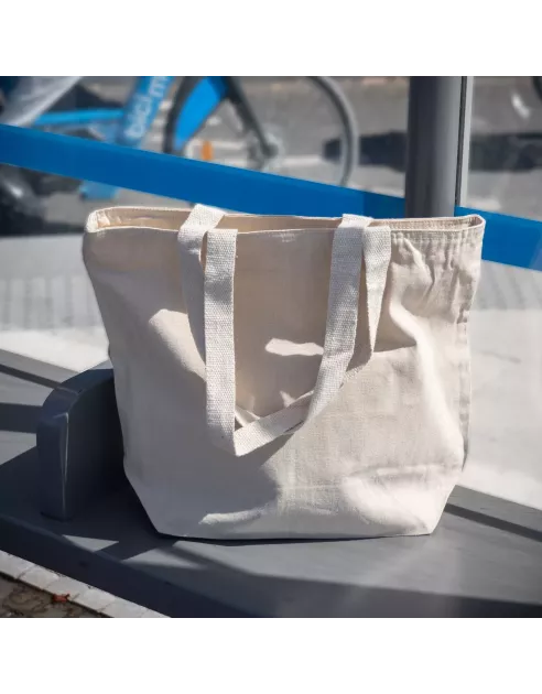 Bolsa de tela en algodón orgánico con motivos impresos de bicimad.