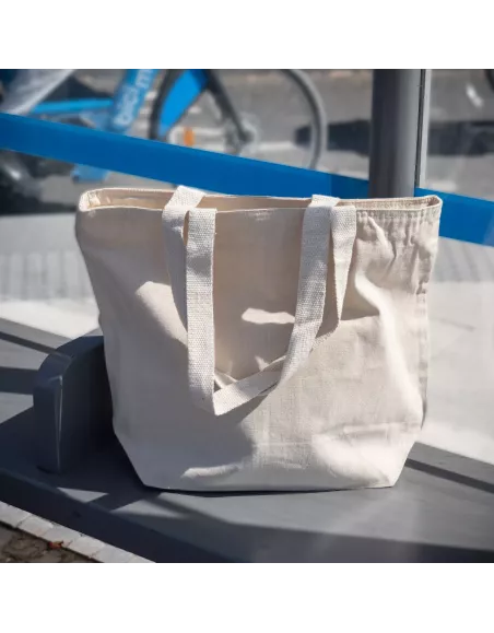Bolsa de tela en algodón orgánico con motivos impresos de bicimad.