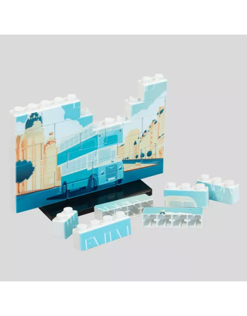 Puzle de construcción vertical de 27 piezas con doble peana.