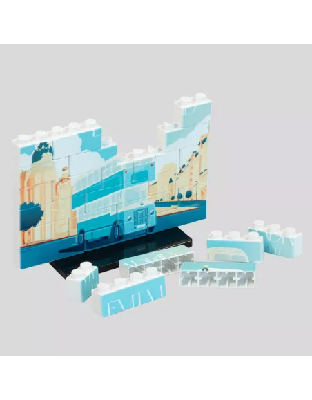 Puzle de construcción vertical de 27 piezas con doble peana.