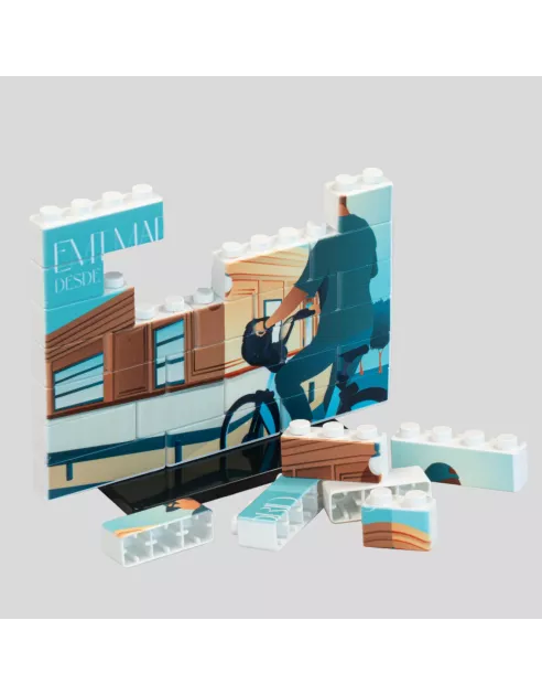 Puzle de construcción vertical de 27 piezas con doble peana.