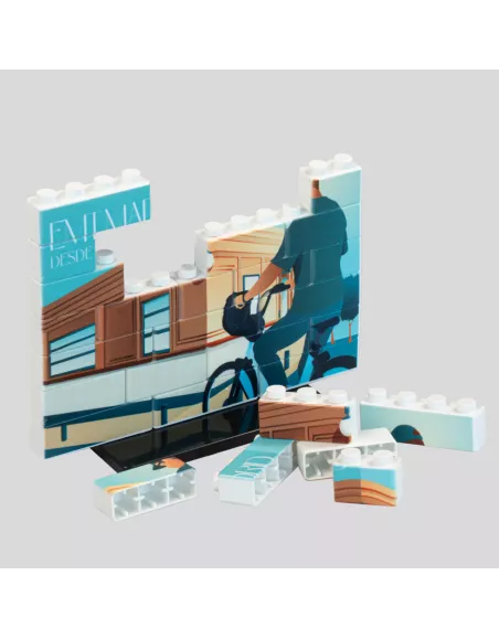 Puzle de construcción vertical de 27 piezas con doble peana.