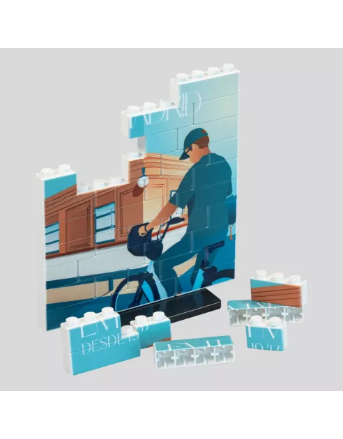 Puzle de construcción vertical de 40 piezas con doble peana