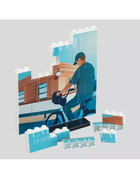 Puzle de construcción vertical de 40 piezas con doble peana