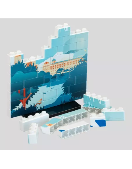 Puzle de construcción vertical de 40 piezas con doble peana